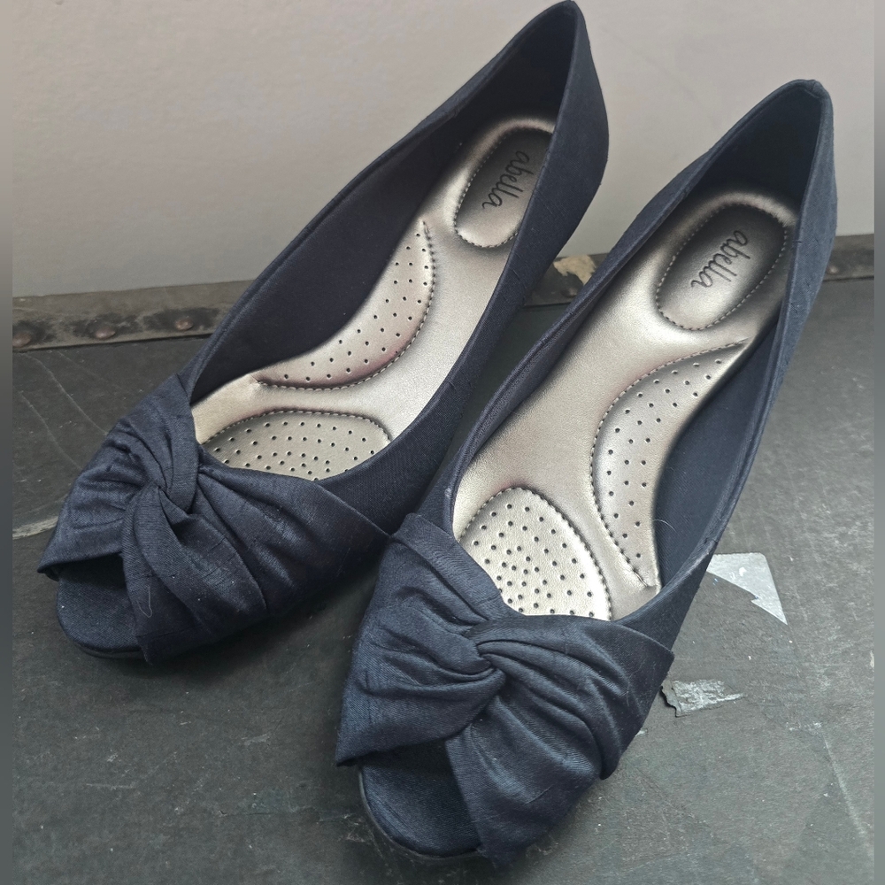 Abella Blue Peep Toe Kitten Heels